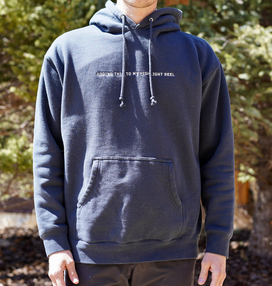 Adding this to my highlight reel. graphic hoodie. outdoors. adventure.